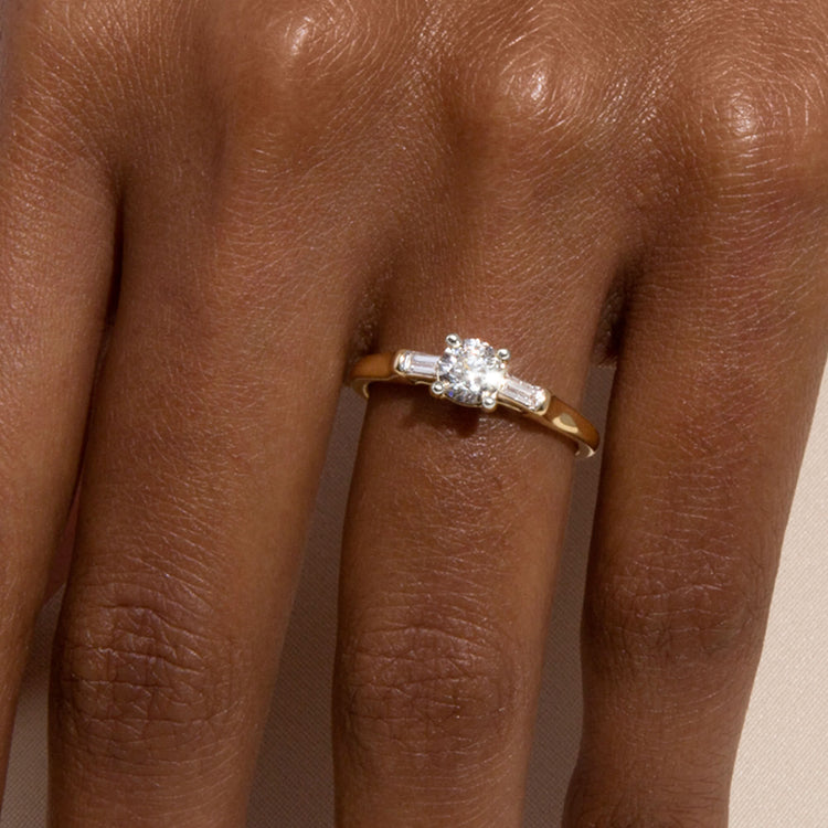 Image of 14K Yellow Gold The Clara Diamond Ring on Models Hand