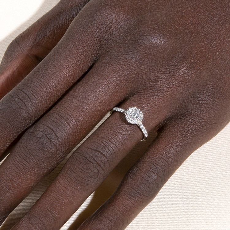 Image of 14K White Gold The Katharine Diamond Ring on Models Hand