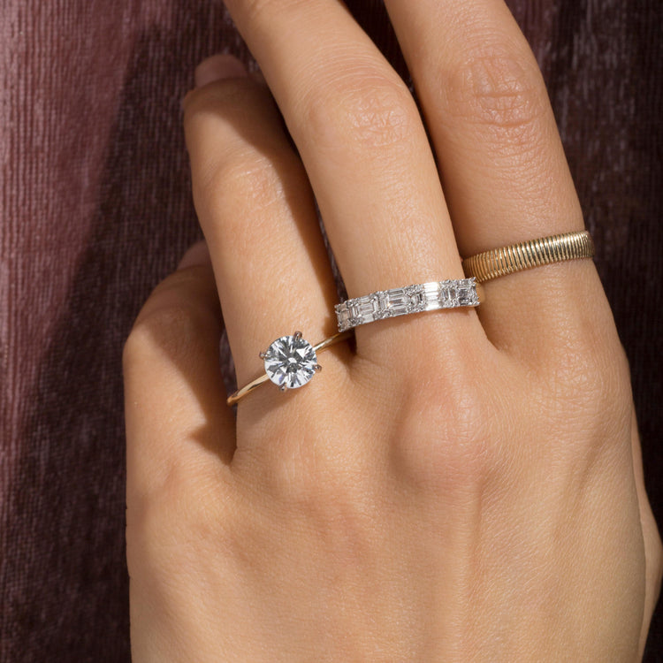 Image of 14K The Lauren Ring In Yellow Gold with Stone and Strand Rings