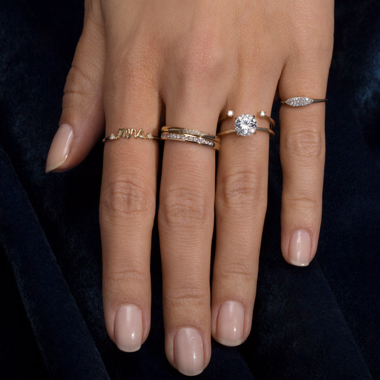 Image of 14K The Lauren Ring In Yellow Gold with Stone and Strand Rings