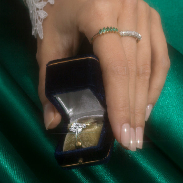 Stone and Strand 14K The Meghan Ring In Yellow Gold Editorial Image with Stone and Strand Rings