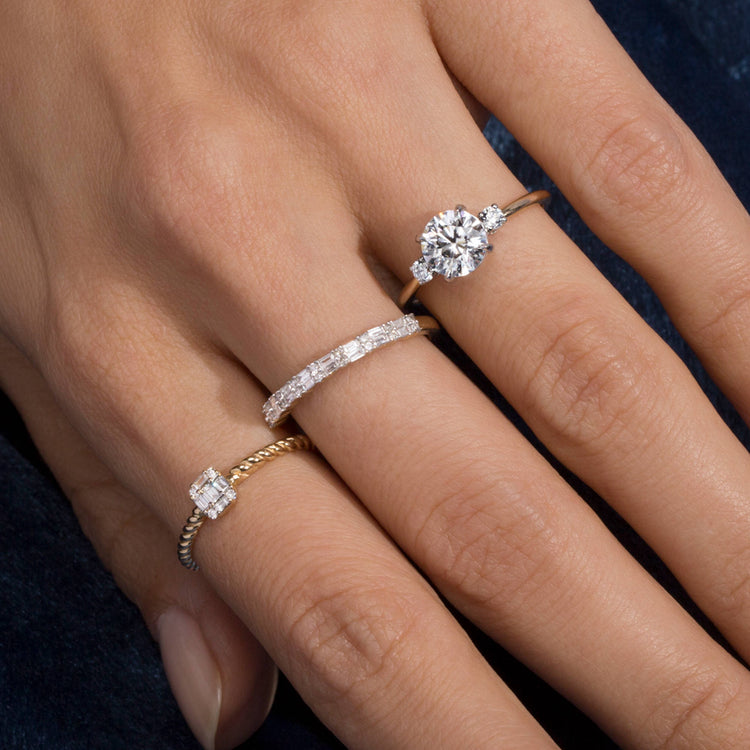 Image of The Meghan Ring In Platinum with Stone and Strand Rings