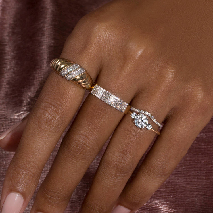 Image of The Meghan Ring In Platinum with Stone and Strand Rings
