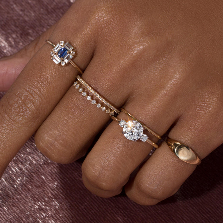 Image of The Meghan Ring In Platinum with Stone and Strand Rings