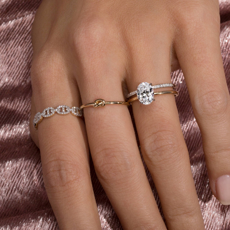 Image of 14K Yellow Gold The Scarlett Ring with Stone and Strand Rings