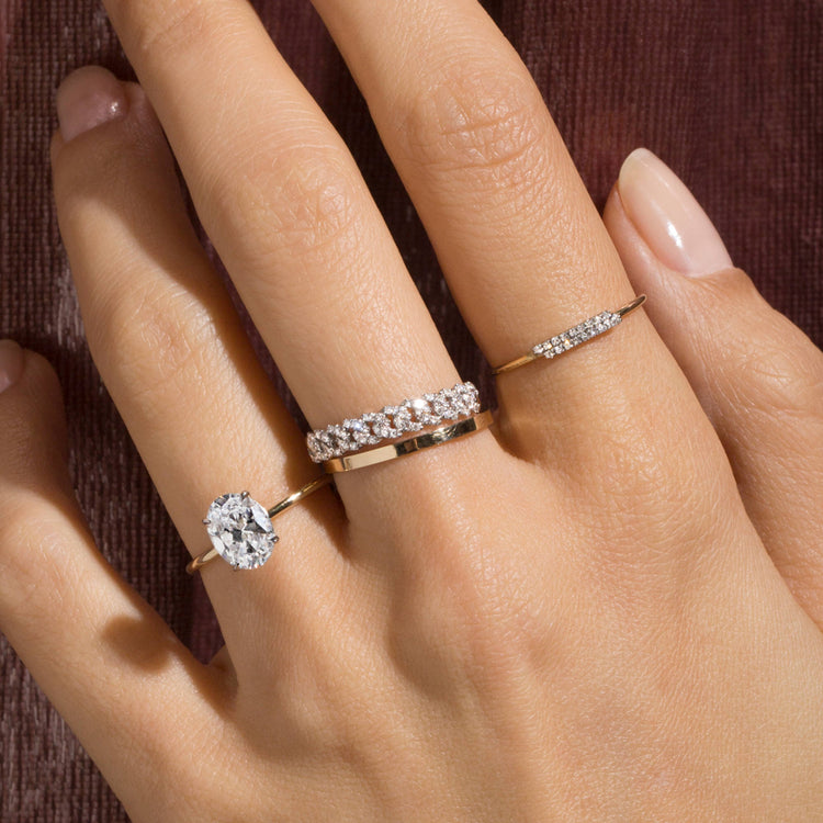 Image of 14K Yellow Gold The Scarlett Ring with Stone and Strand Rings