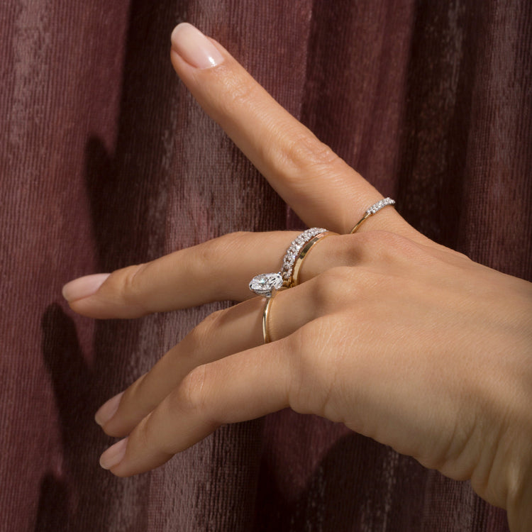 Image of 14K Yellow Gold The Scarlett Ring with Stone and Strand Rings