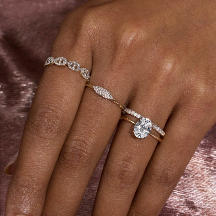 Image of 14K Yellow Gold The Scarlett Ring with Stone and Strand Rings