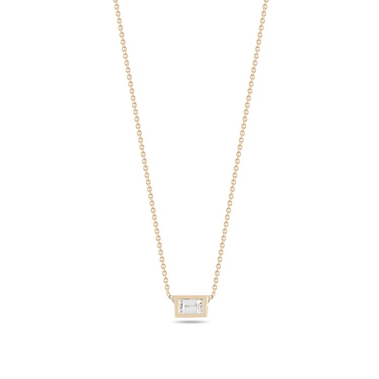 Tiny Baguette Diamond Necklace