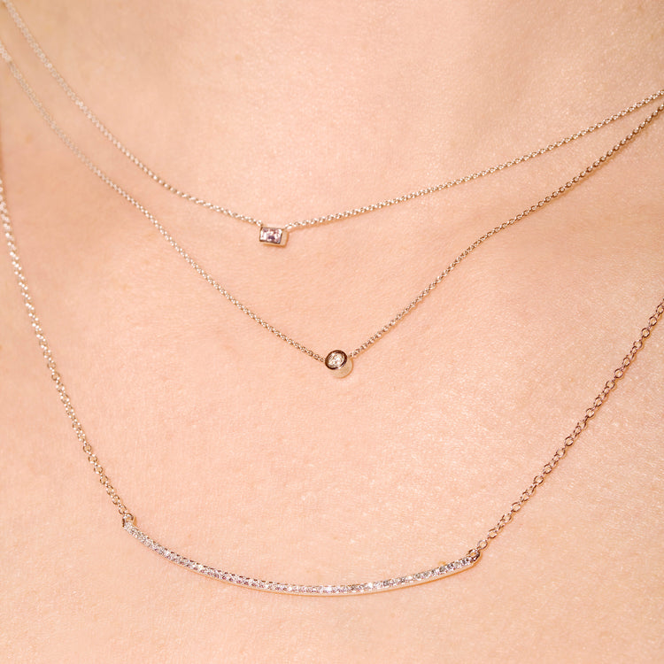 Tiny Baguette Diamond Necklace