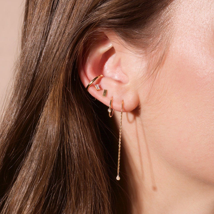Tiny Baguette Diamond Stud