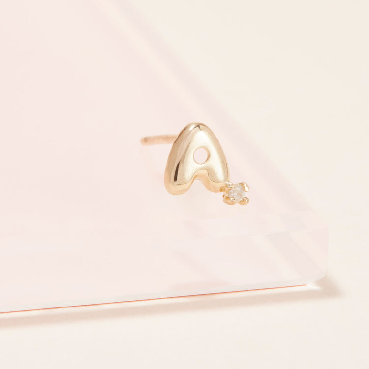 Stone and Strand 10K Yellow Gold Tiny Bubble Tea With Diamond Earring Editorial A Image