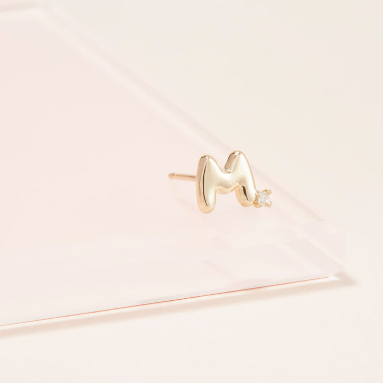 Stone and Strand 10K Yellow Gold Tiny Bubble Tea With Diamond Earring Editorial M Image