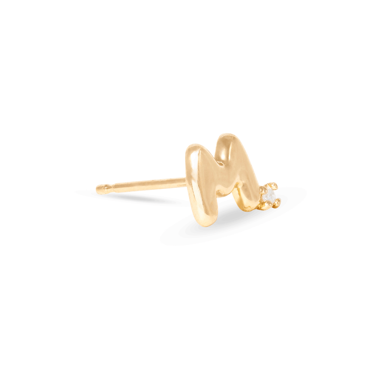 Stone and Strand 10K Yellow Gold Tiny Bubble Tea With Diamond Earring Side M Image