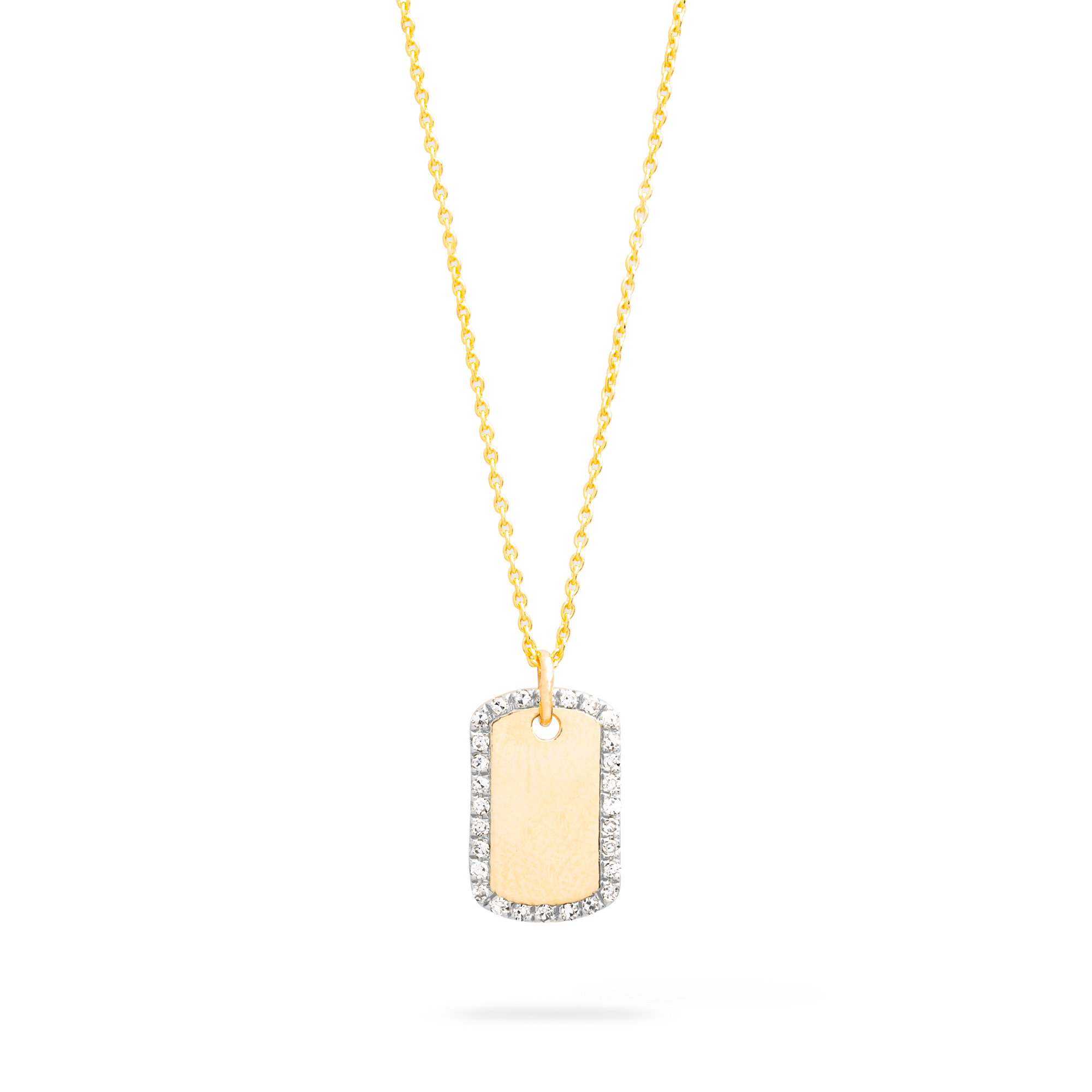Micro Diamond Dog Tag Necklace & Mens Cable Gold Chain | The Gold Gods