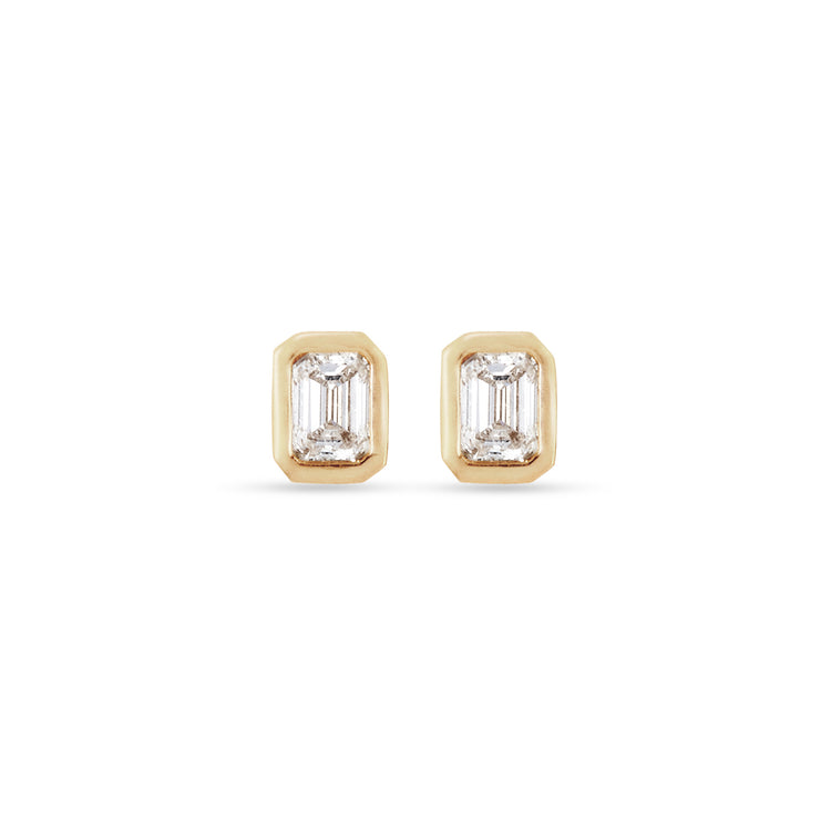 Tiny Diamond Emerald Cut Studs