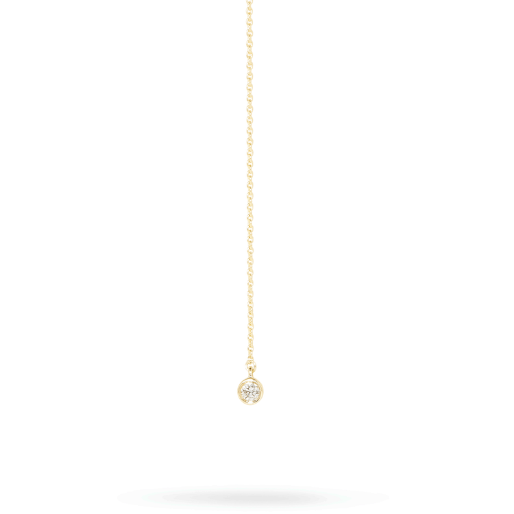 Stone and Strand 14K Yellow Gold Tiny Diamond Lariat Necklace Close Up Image