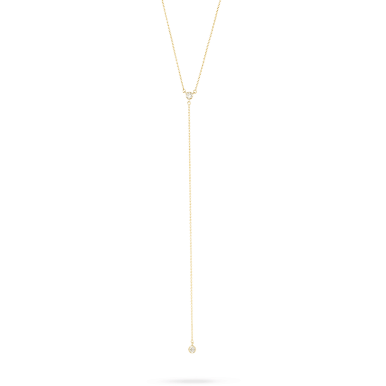 Stone and Strand 14K Yellow Gold Tiny Diamond Lariat Necklace Front Image
