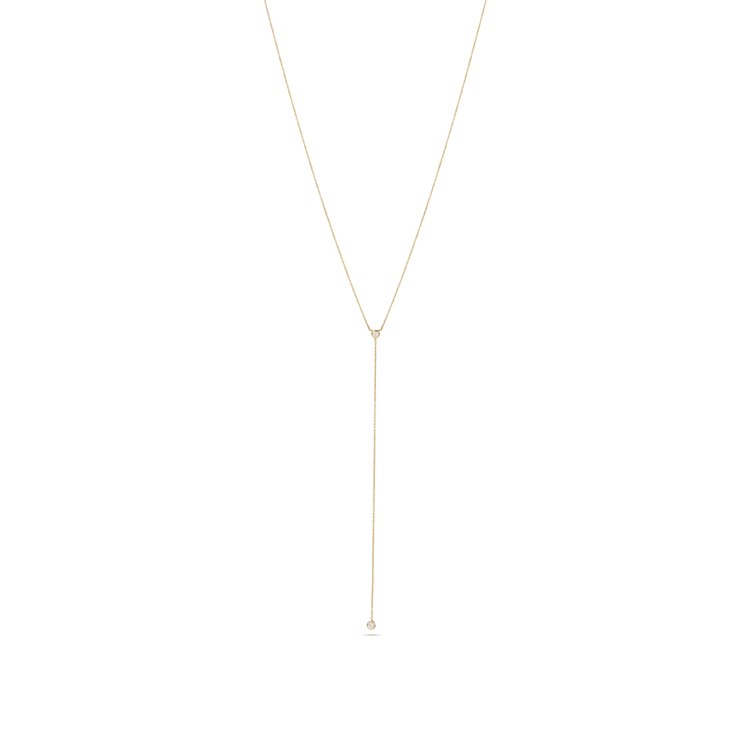 Stone and Strand 14K Yellow Gold Tiny Diamond Lariat Necklace Front Image