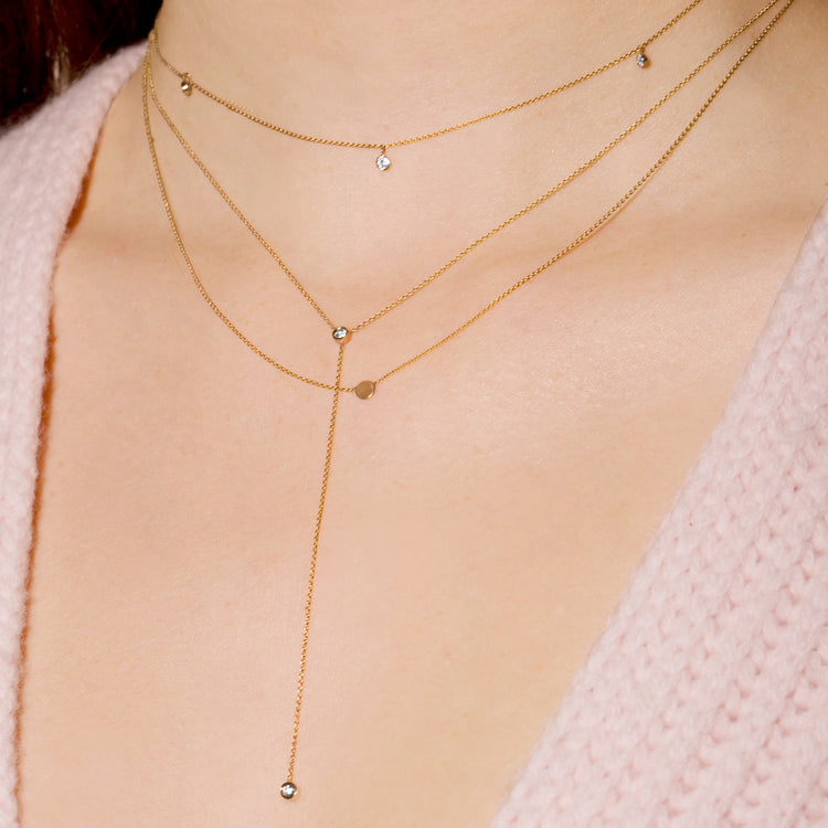 Image of 10K Yellow Gold Tiny Dot Necklace with Stone and Strand Necklaces