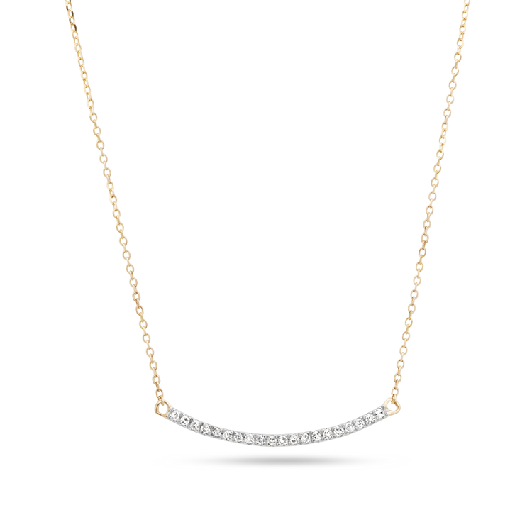 Stone and Strand 10K Yellow Gold Tiny Pave Diamond Curve Bar Necklace Front Image