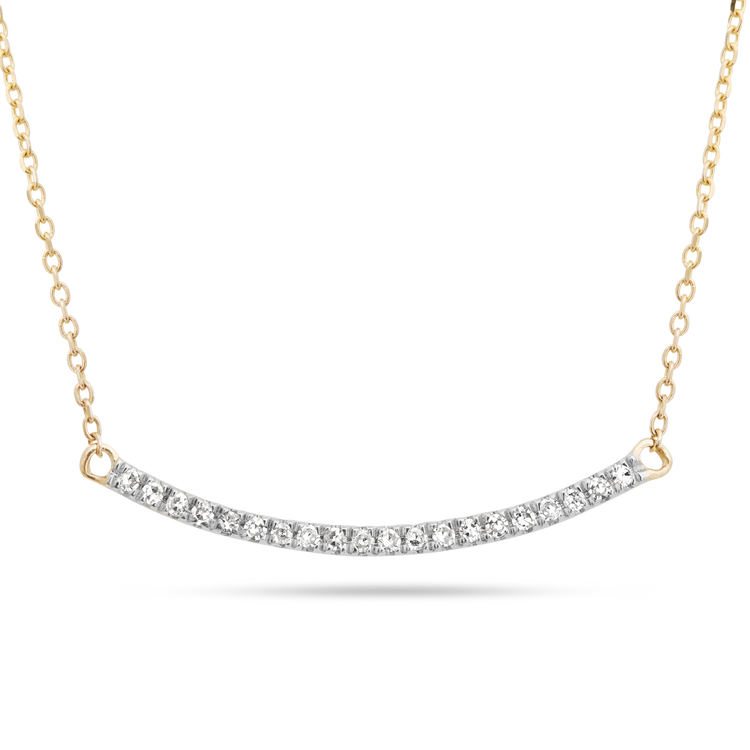 Tiny Pave Diamond Curve Bar Necklace