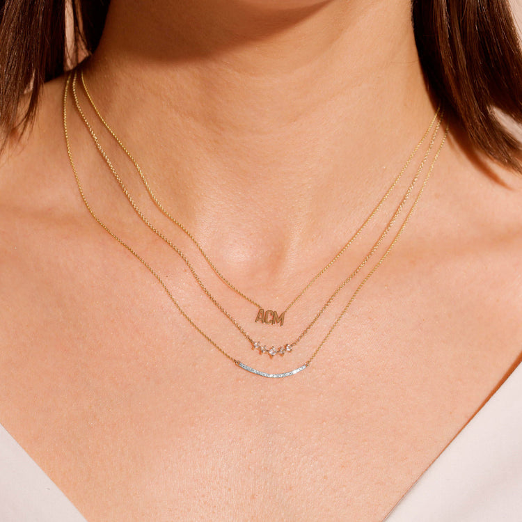 14K Rose Gold Diamond Curved Bar Necklace – Shalimar Custom Jewelers