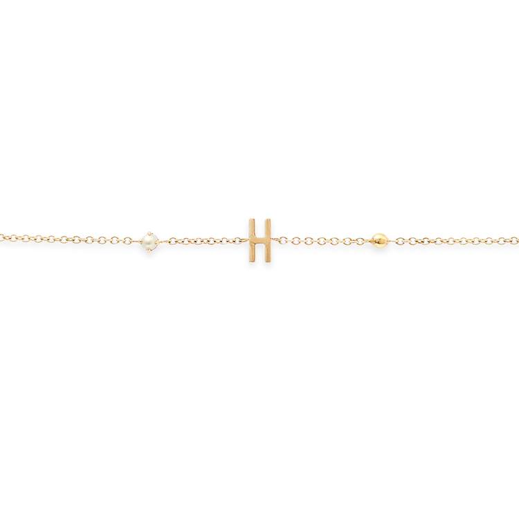 Tiny Pearl and Gold Bead Initial Bracelet