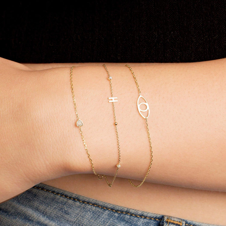 Tiny Pearl and Gold Bead Initial Bracelet – STONE AND STRAND