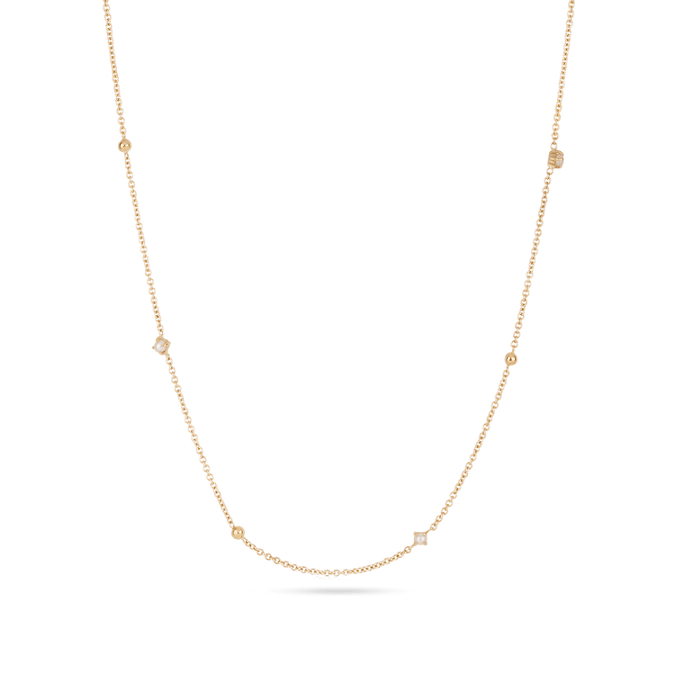 Long gold beaded deals necklace