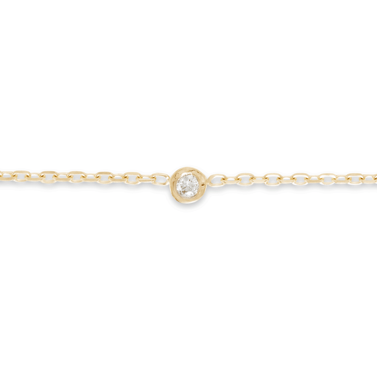 Stone and Strand 10K Yellow Gold Tiny Round Diamond Bracelet Close Up Image