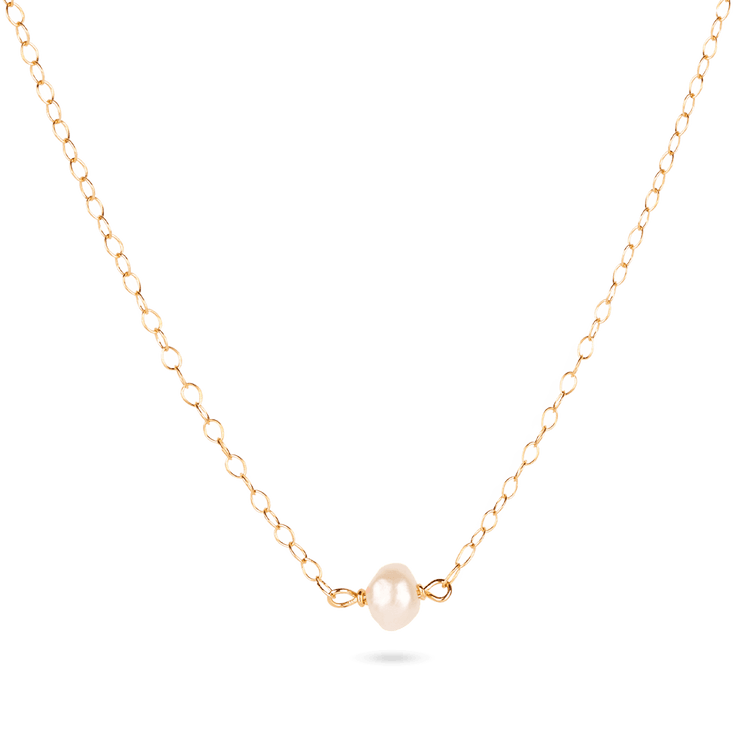 Tiny Pearl Necklace with Sterling Silver Chain – PLAIN SOUL