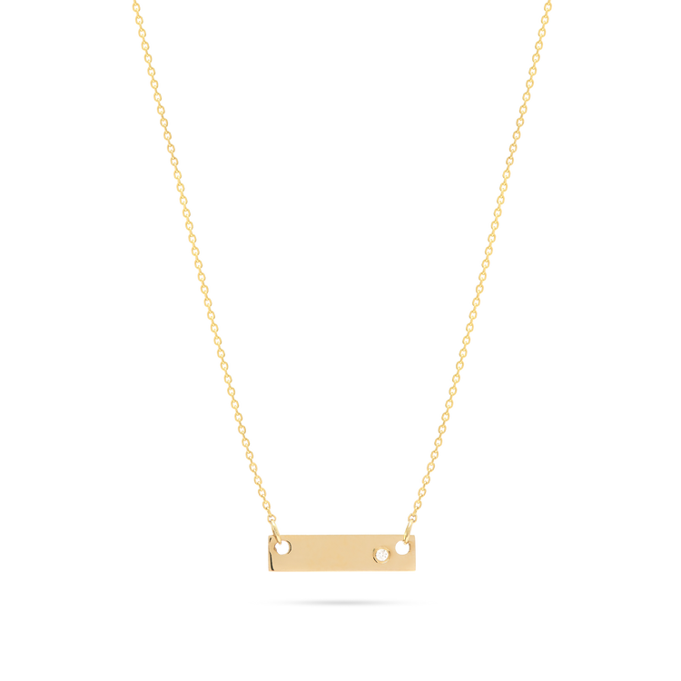 Tiny Horizontal Bar Necklace with Diamond
