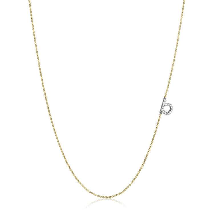 Pave Diamond Initial Asymmetric Necklace