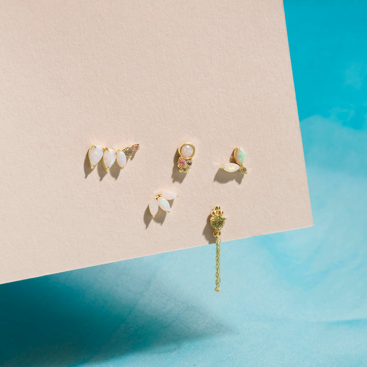 Triple Opal Fan Stud