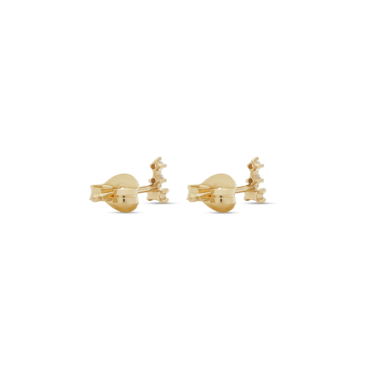 Stone and Strand 14K Yellow Gold Tiny Triple Stacked Diamond Studs Rear Image