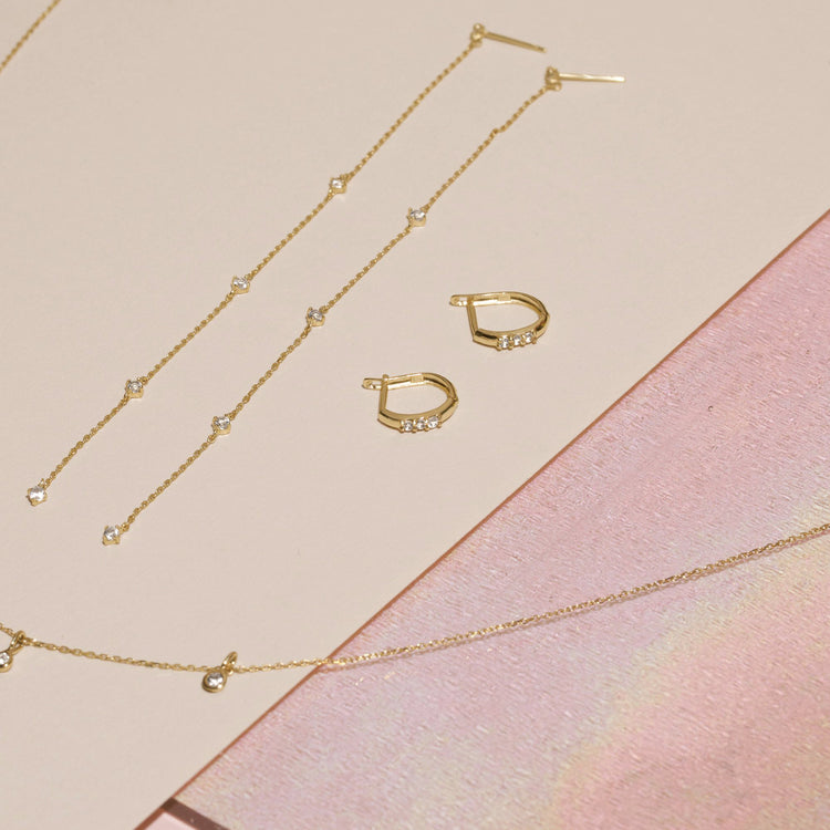 Triple Threat White Topaz Huggies