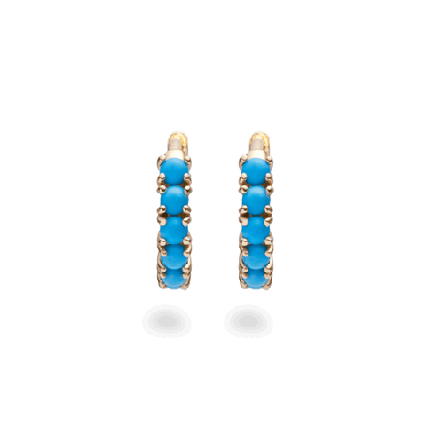 Stone and Strand 14K Yellow Gold Turquoise Huggies Front Image