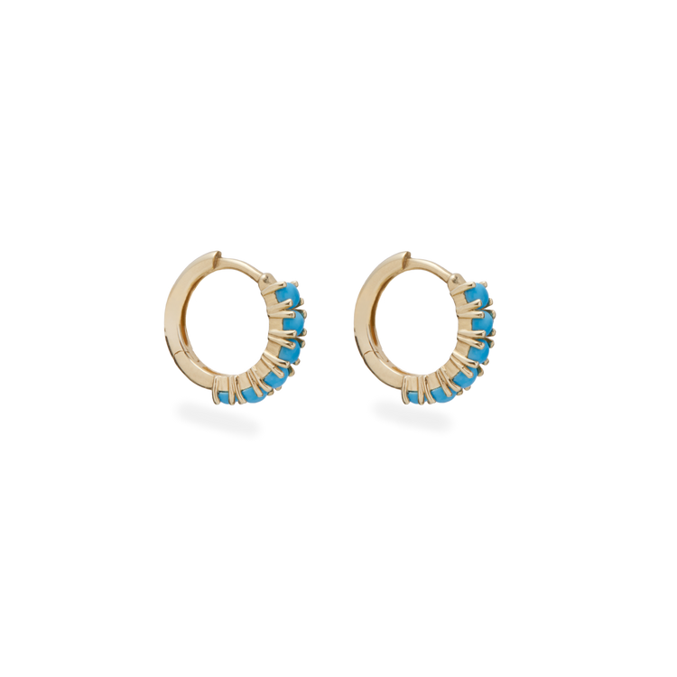 Stone and Strand 14K Yellow Gold Turquoise Huggies Side Image