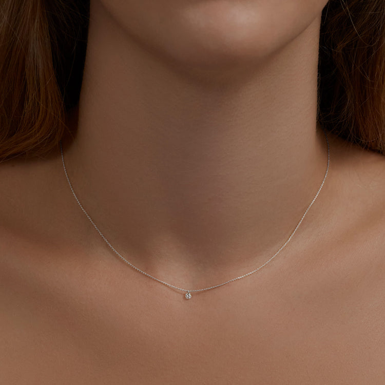 Image of 14K White Gold Teeny Twinkle Diamond Choker on Models Neck