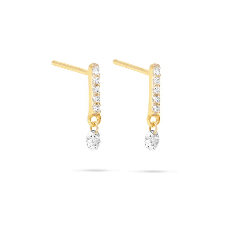 Stone and Strand 10K Yellow Gold Twinkle Diamond Drop Studs Side Image