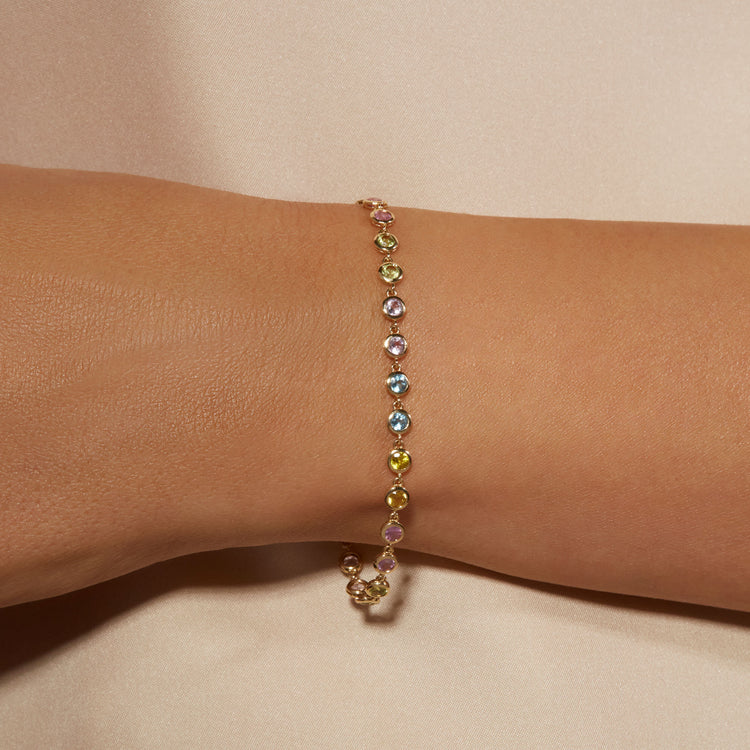 Image of 10K Yellow Gold Unicorn Bubble Tennis Bracelet on Models Arm