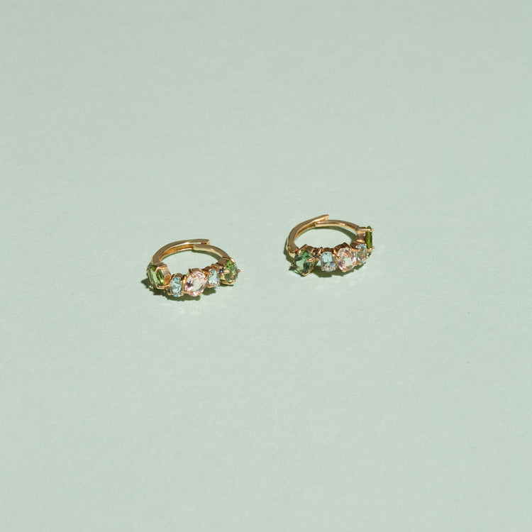 Stone and Strand 10K Yellow Gold Unicorn Gemstone Cluster Huggies Editorial Image