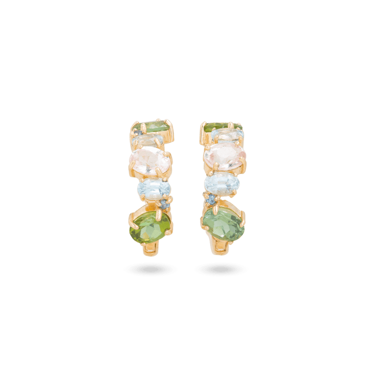 Stone and Strand 10K Yellow Gold Unicorn Gemstone Cluster Huggies Front Image