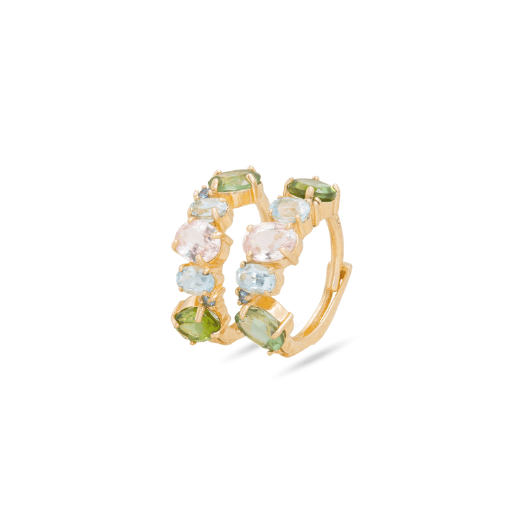 Stone and Strand 10K Yellow Gold Unicorn Gemstone Cluster Huggies Side Image
