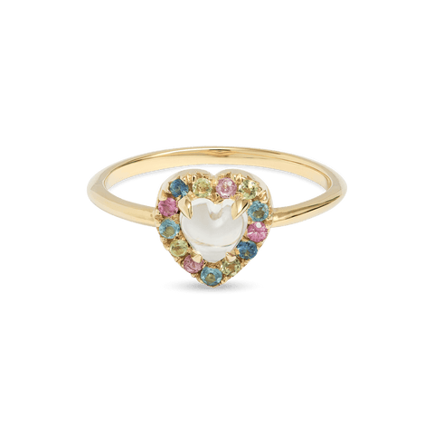 ☆TATIANA☆ Pastel Rainbow Heart Ring CR1801 UNICORN-RAINBOW-MOONSTONE-