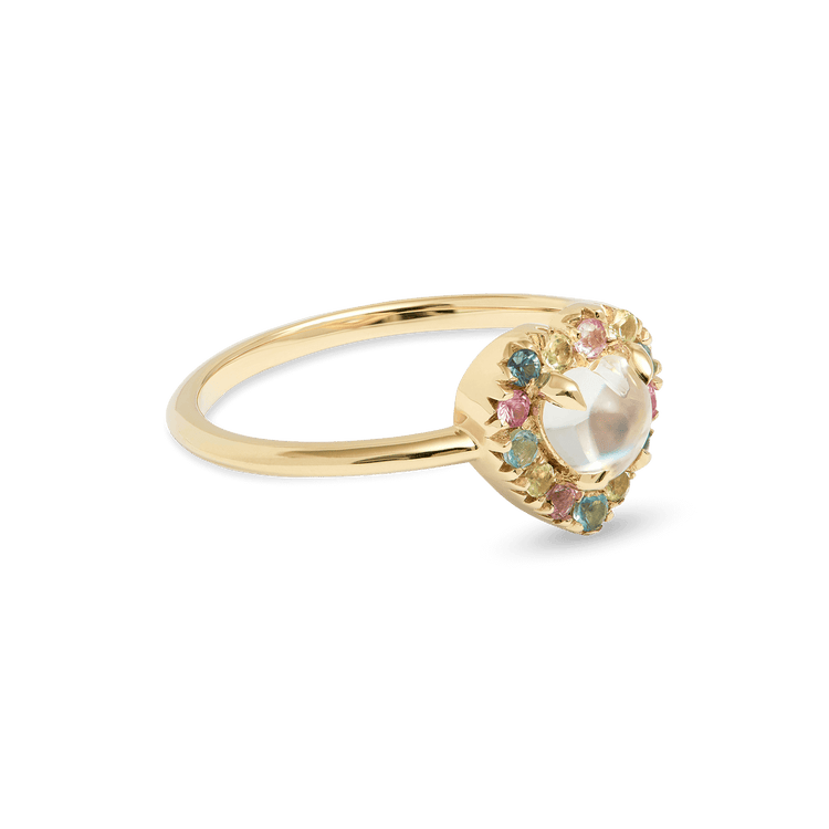 Unicorn Rainbow Moonstone Heart Ring