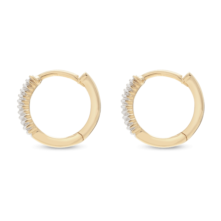 Stone and Strand 10K Yellow Gold Dainty Up And Down Baguette Diamond Huggies Side Image