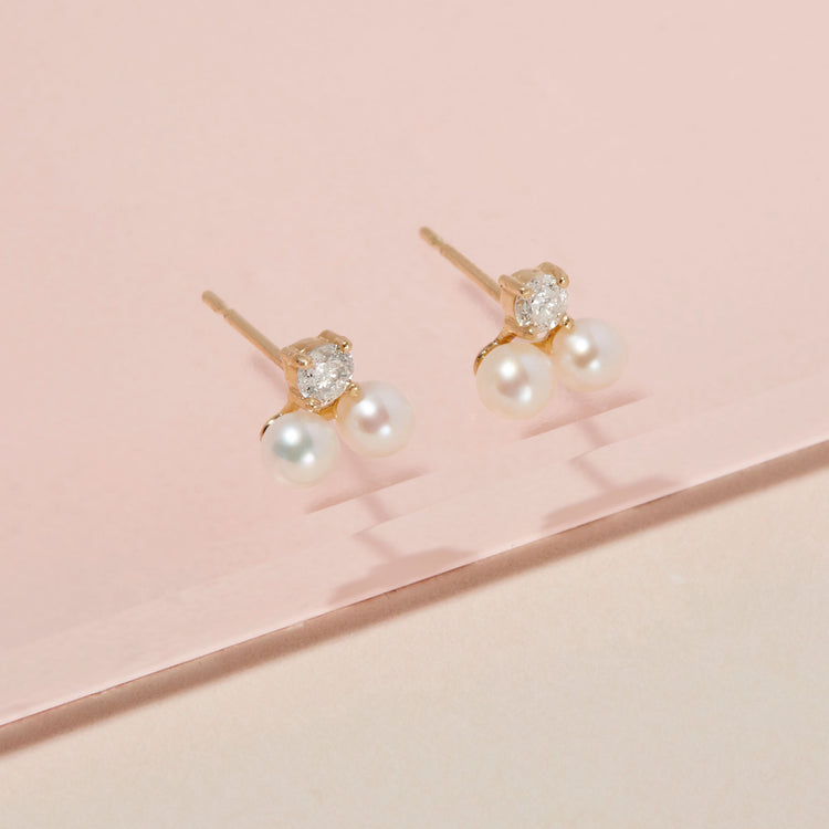 Uptown Pearl Diamond Studs