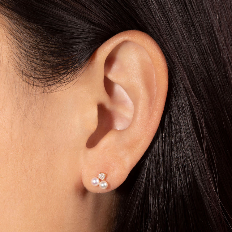 Uptown Pearl Diamond Studs